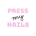 Text 'PRESS my NAILS' in pink and black on a white background